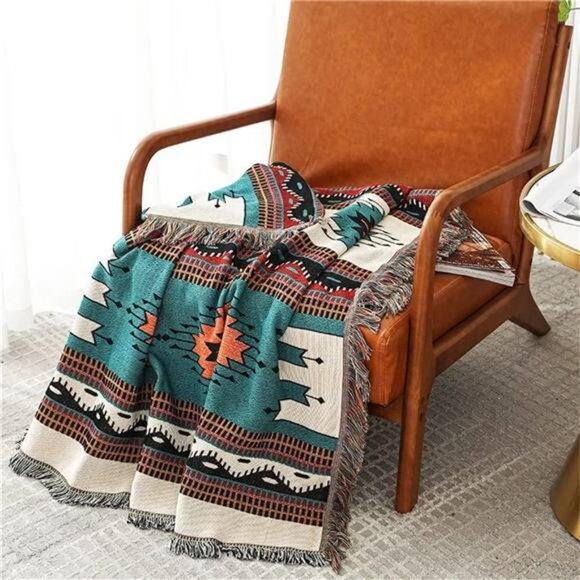 Boho Throw Blanket Southwestern Aztec Reversible Bed Couch Sofa Travel Outdoor - Picture 5 of 7